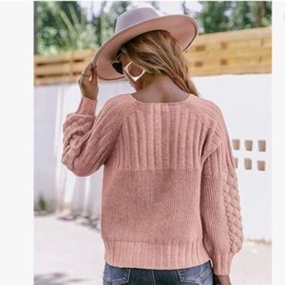 New Button Down Chunky Cable Knit Sweater Cardigan - Picture 2 of 4